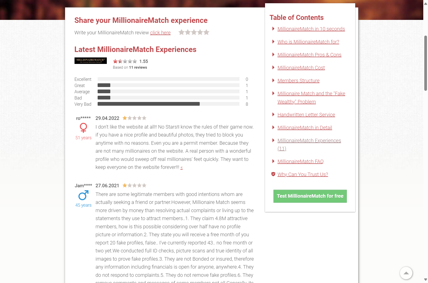 A screenshot showing a sample of user feedback on a third-party review site.