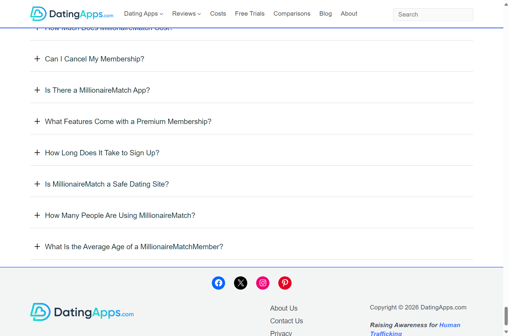 Mobile interface showing profile discovery and filter options